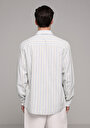 thumb-Afficher les détails de Chemise À Manches Longues Bleu Relaxed Fit Rayé Lin Homme