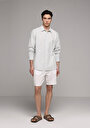 thumb-Afficher les détails de Chemise À Manches Longues Bleu Relaxed Fit Rayé Lin Homme