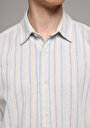 thumb-Afficher les détails de Chemise À Manches Longues Bleu Relaxed Fit Rayé Lin Homme