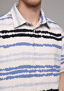 thumb-Afficher les détails de Chemise À Manches Courtes Bleu Rayé Regular Fit Homme