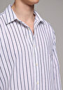 thumb-Afficher les détails de Chemise À Manches Longues Marine Regular Fit Rayé Lin Homme