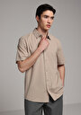 thumb-Afficher les détails de Chemise À Manches Courtes Beige Droit Regular Fit Homme