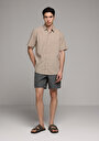 thumb-Afficher les détails de Chemise À Manches Courtes Beige Droit Regular Fit Homme
