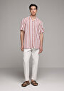 thumb-Afficher les détails de Pantalon Blanc Straight Leg Medium Rise En Sergé Regular Fit Homme