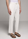thumb-Afficher les détails de Pantalon Blanc Straight Leg Medium Rise En Sergé Regular Fit Homme