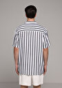 thumb-Afficher les détails de Chemise À Manches Courtes Marine Rayé Relaxed Fit Homme