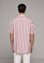 thumb-Afficher les détails de Chemise À Manches Courtes Saumon Rayé Relaxed Fit Homme