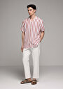 thumb-Afficher les détails de Chemise À Manches Courtes Saumon Rayé Relaxed Fit Homme