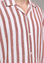 thumb-Afficher les détails de Chemise À Manches Courtes Saumon Rayé Relaxed Fit Homme