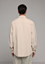 thumb-Afficher les détails de Chemise À Manches Longues Saumon Relaxed Fit Rayé Lin Homme