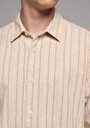 thumb-Afficher les détails de Chemise À Manches Longues Saumon Relaxed Fit Rayé Lin Homme