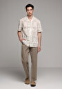 thumb-Afficher les détails de Pantalon Beige Straight Leg Medium Rise En Sergé Regular Fit Homme