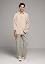 thumb-Afficher les détails de Pantalon Kaki Straight Leg Medium Rise En Sergé Regular Fit Homme