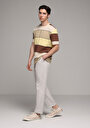 thumb-Afficher les détails de Pantalon Blanc Straight Leg Medium Rise En Sergé Regular Fit Homme
