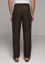 thumb-Afficher les détails de Pantalon Marron Straight Leg Medium Rise En Lin Regular Fit Homme