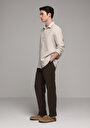 thumb-Afficher les détails de Pantalon Marron Straight Leg Medium Rise En Lin Regular Fit Homme