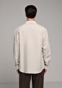 thumb-Afficher les détails de Chemise À Manches Longues Beige Regular Fit Droit Lin Homme