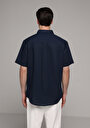 thumb-Afficher les détails de Chemise À Manches Courtes Marine Droit Regular Fit Homme