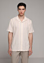 thumb-Afficher les détails de Chemise À Manches Courtes Marron Rayé Regular Fit Homme