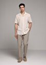 thumb-Afficher les détails de Chemise À Manches Courtes Marron Rayé Regular Fit Homme
