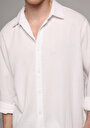 thumb-Afficher les détails de Chemise À Manches Longues Blanc Relaxed Fit Droit Tissu Froissé Homme
