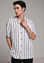 thumb-Afficher les détails de Chemise À Manches Courtes Blanc Rayé Regular Fit Homme