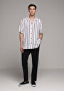 thumb-Afficher les détails de Chemise À Manches Courtes Blanc Rayé Regular Fit Homme