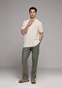thumb-Afficher les détails de Pantalon Vert Straight Leg Medium Rise En Lin Regular Fit Homme