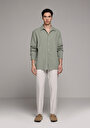 thumb-Afficher les détails de Pantalon Blanc Straight Leg Medium Rise En Sergé Regular Fit Homme