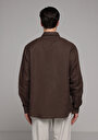 thumb-Afficher les détails de Chemise À Manches Longues Marron Regular Fit Droit Lin Homme