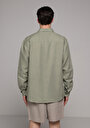 thumb-Afficher les détails de Chemise À Manches Longues Vert Regular Fit Droit Lin Homme