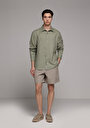 thumb-Afficher les détails de Chemise À Manches Longues Vert Regular Fit Droit Lin Homme