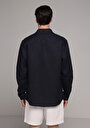 thumb-Afficher les détails de Chemise À Manches Longues Marine Regular Fit Droit Lin Homme