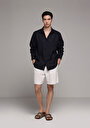 thumb-Afficher les détails de Chemise À Manches Longues Marine Regular Fit Droit Lin Homme