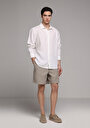 thumb-Afficher les détails de Chemise À Manches Longues Blanc Regular Fit Droit Lin Homme