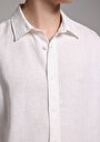 thumb-Afficher les détails de Chemise À Manches Longues Blanc Regular Fit Droit Lin Homme
