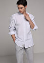 thumb-Afficher les détails de Chemise À Manches Longues Marine Regular Fit Rayé Lin Homme