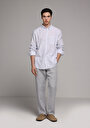 thumb-Afficher les détails de Chemise À Manches Longues Marine Regular Fit Rayé Lin Homme