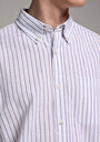 thumb-Afficher les détails de Chemise À Manches Longues Marine Regular Fit Rayé Lin Homme