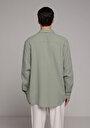 thumb-Afficher les détails de Chemise À Manches Longues Vert Relaxed Fit Droit Tissu Froissé Homme