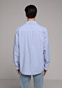 thumb-Afficher les détails de Chemise À Manches Longues Bleu Regular Fit Rayé Lin Homme