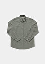 thumb-Afficher les détails de Chemise À Manches Longues Vert Relaxed Fit Droit Tissu Froissé Homme