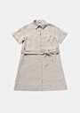 thumb-Afficher les détails de Robe Beige Regular Fit Manches Courtes Mini Uni Femme