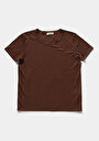 thumb-Afficher les détails de T-shirt À Manches Courtes Marron Regular Fit Droit Femme