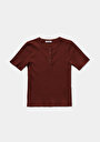 thumb-Afficher les détails de Chemise Polo À Manches Courtes Marron Droit Slim Fit Femme