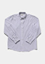 thumb-Afficher les détails de Chemise À Manches Longues Marine Regular Fit Rayé Lin Homme