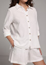 thumb-Afficher les détails de Chemise À Manches Longues Blanc Regular Fit Droit Mousseline Femme
