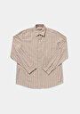 thumb-Afficher les détails de Chemise À Manches Longues Saumon Relaxed Fit Rayé Lin Homme