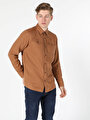 thumb-Afficher les détails de Chemise À Manches Longues Marron Regular Fit   Homme