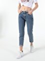 thumb-Afficher les détails de 893 Julia Pantalon Marine Tapered Leg  En  Boyfriend Fit Femme